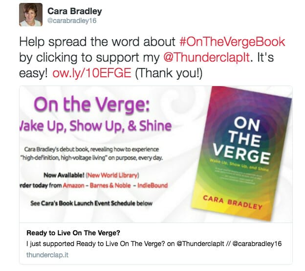 Cara Thunderclap tweet